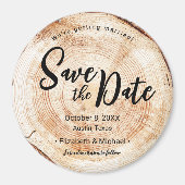 Rustic Wedding Save the date faux wood slice Magneet (Voorkant)