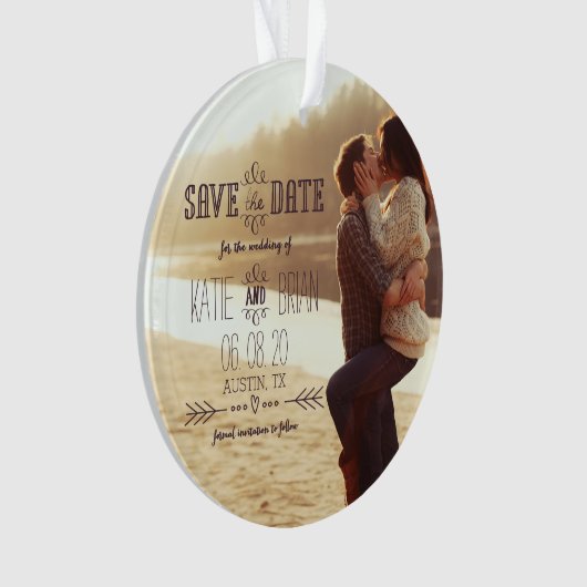 Rustic Wedding Save the Date Foto Ornament (voorkant)