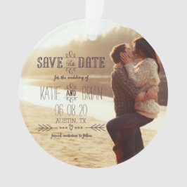 Rustic Wedding Save the Date Foto Ornament