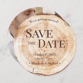 Rustic Wedding Save the date foto Wood Barn Invit Kaart (Voorkant / Achterkant)