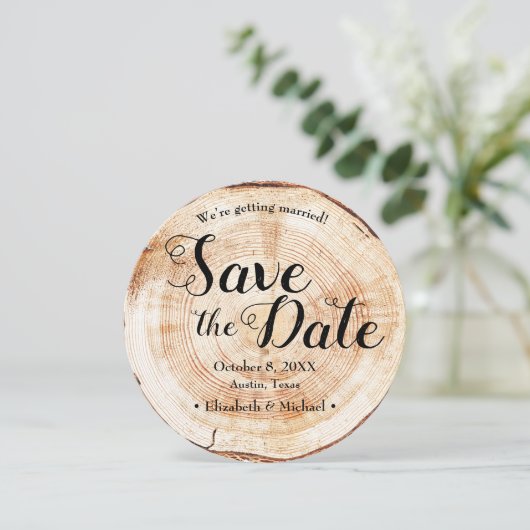 Rustic Wedding Save the date foto Wood Barn Kaart (Staand voorkant)