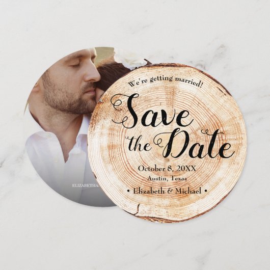 Rustic Wedding Save the date foto Wood Barn Kaart (Voorkant / Achterkant)