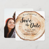Rustic Wedding Save the date foto Wood Grain Invi Kaart (Voorkant / Achterkant)