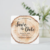 Rustic Wedding Save the date foto Wood Grain Invi Kaart (Staand voorkant)