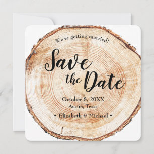 Rustic Wedding Save the date foto Wood Grain Invi Kaart