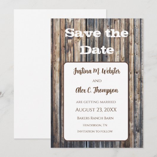 Rustic Wedding Save the Date Invitation Magnet (Voorkant / Achterkant)
