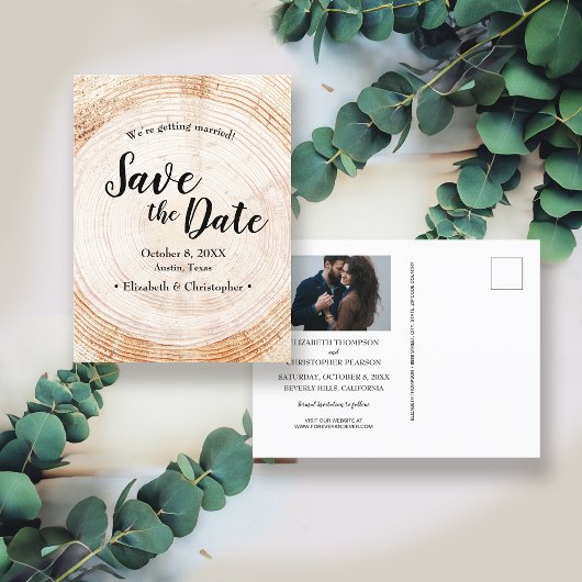 Rustic Wedding Save the date photoWood Grain Briefkaart