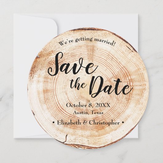 Rustic Wedding Save the date photoWood Grain Kaart (Voorkant)