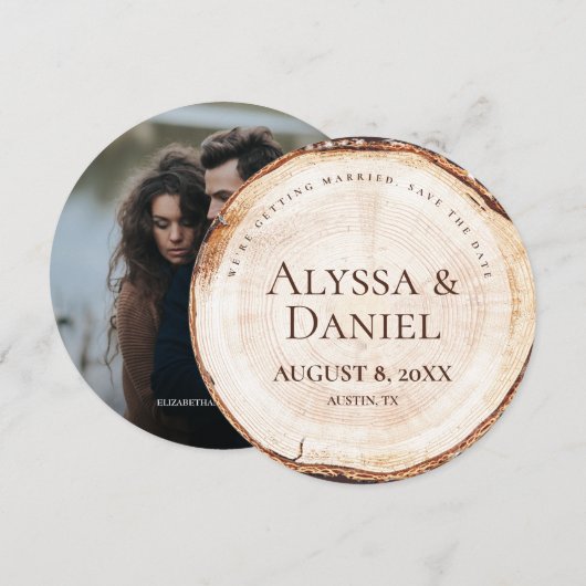 Rustic Wedding Save the date photoWood Grain Kaart (Voorkant / Achterkant)