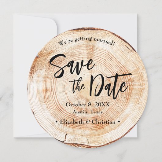Rustic Wedding Save the date photoWood Grain Kaart (Voorkant)