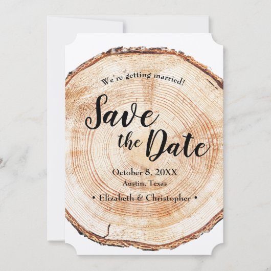 Rustic Wedding Save the date photoWood Grain Kaart (Voorkant)