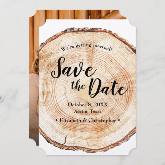 Rustic Wedding Save the date photoWood Grain Kaart (Voorkant / Achterkant)