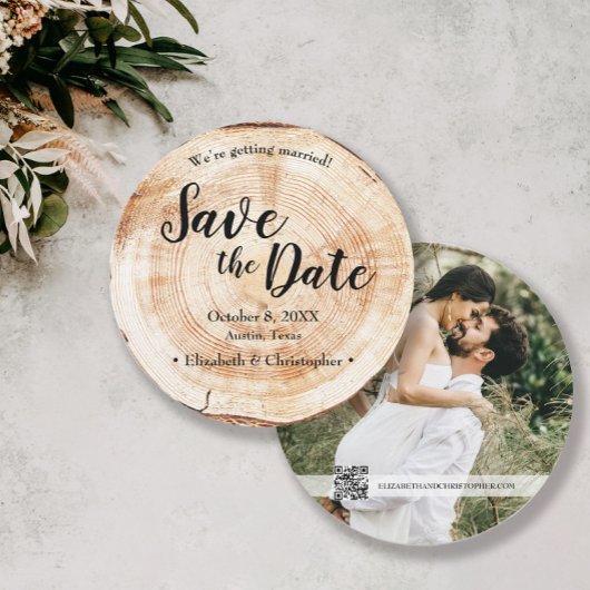 Rustic Wedding Save the date photoWood Grain Kaart