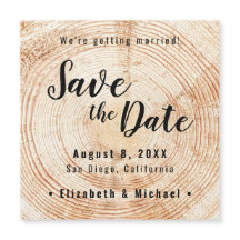 Rustic Wedding Save the date Printed Wood Slice