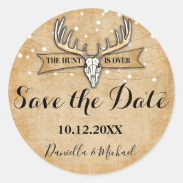 Rustic Wedding Save the Date Ronde Sticker