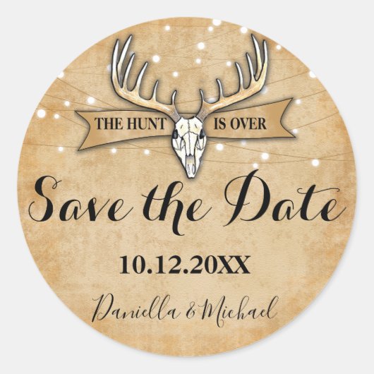 Rustic Wedding Save the Date Ronde Sticker (Voorkant)
