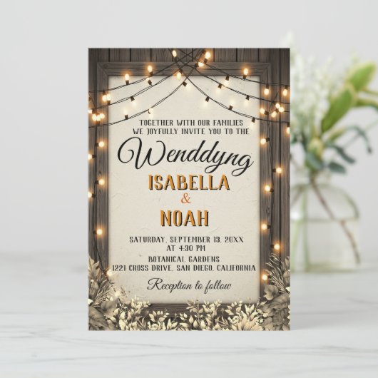 Rustic Wedding Save the Date Sjablonen met Herfst  (Staand voorkant)