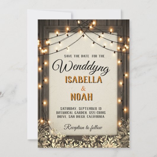 Rustic Wedding Save the Date Sjablonen met Herfst  (Voorkant)