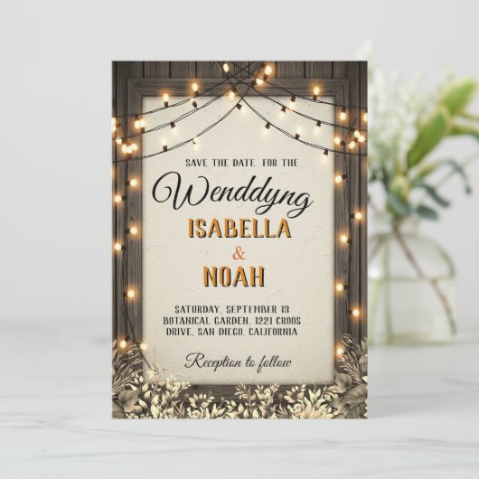 Rustic Wedding Save the Date Sjablonen met Herfst  (Staand voorkant)