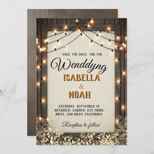 Rustic Wedding Save the Date Sjablonen met Herfst  (Voorkant / Achterkant)