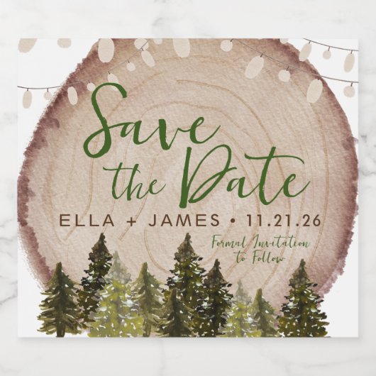 Rustic Wedding Save the Date Sparkling Wijnetiket (Enkel label)