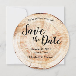 Rustic Wedding Save the date Wood Grain Invitation Kaart