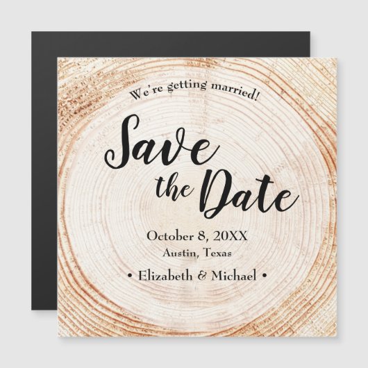 Rustic Wedding Save the date Wood Grain Magnetische Uitnodiging (Voorkant / Achterkant)