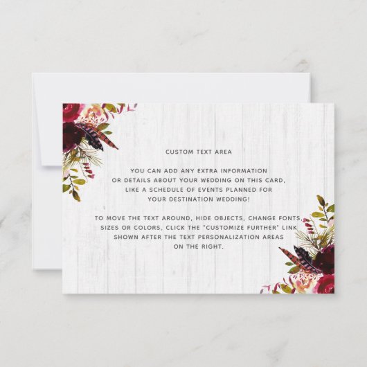 Rustic Wedding Schedule van de staatsbestemming Ha Kaart (Achterkant)