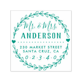 Rustic Wedding Script Name & Return Address Zelfinktende Stempel