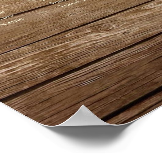 Rustic Wedding Seating Chart, Rustic, Sunflower Poster (Hoek)