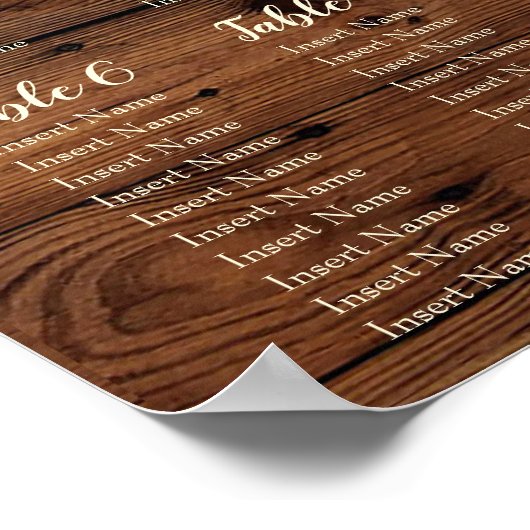 Rustic Wedding Seating Chart, Rustic, Wood, Zitpla Poster (Hoek)