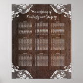 Rustic Wedding Seating Chart Wood and Lace Poster (Voorkant)