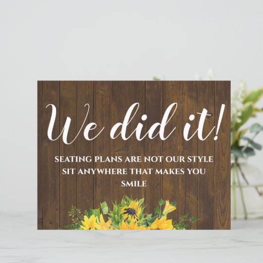 Rustic Wedding Seating Sign Small Wood Budget (Staand voorkant)