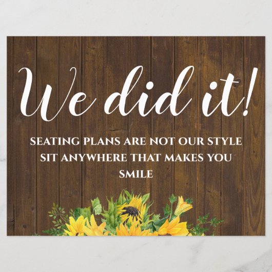 Rustic Wedding Seating Sign Small Wood Budget (Voorkant)