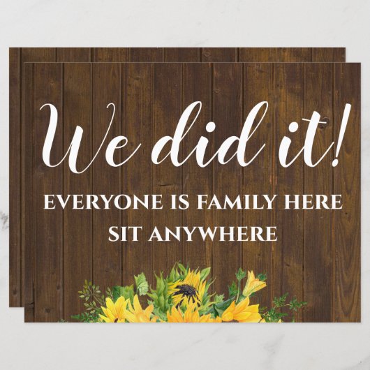 Rustic Wedding Seating Sign Small Wood Budget (Voorkant / Achterkant)