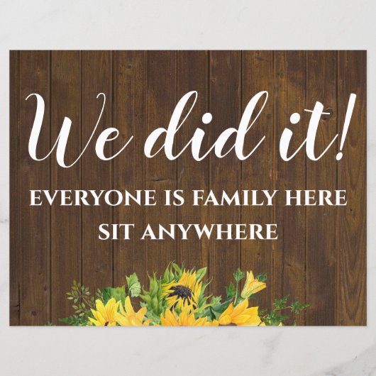 Rustic Wedding Seating Sign Small Wood Budget (Voorkant)