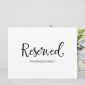 Rustic Wedding Sign. "Reserved for Family" (Staand voorkant)