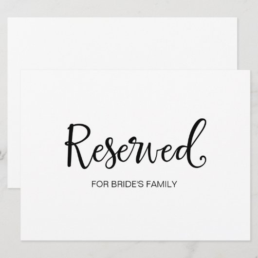 Rustic Wedding Sign. "Reserved for Family" (Voorkant / Achterkant)