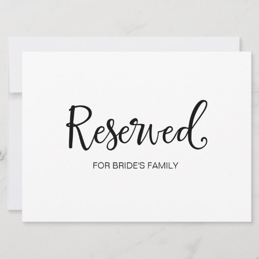 Rustic Wedding Sign. "Reserved for Family" (Voorkant)