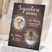 Rustic Wedding Signature Drink Pet Photo Dog Bar Reclamebord Met Voetstuk