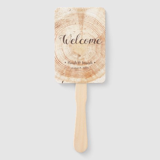 Rustic Wedding Simple Order of Service Wood Grain Handwaaier (Voorkant)