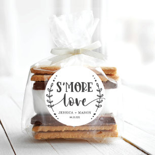 Rustic Wedding S'more Love Favor Ronde Sticker