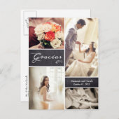 Rustic Wedding Spain Foto Collage "Gracias" Aankondigingskaart (Voorkant / Achterkant)