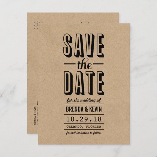  Rustic Wedding sparen het Briefkaart van de Datum (Voorkant / Achterkant)