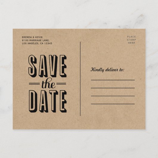 Rustic Wedding sparen het Briefkaart van de Datum (Achterkant)