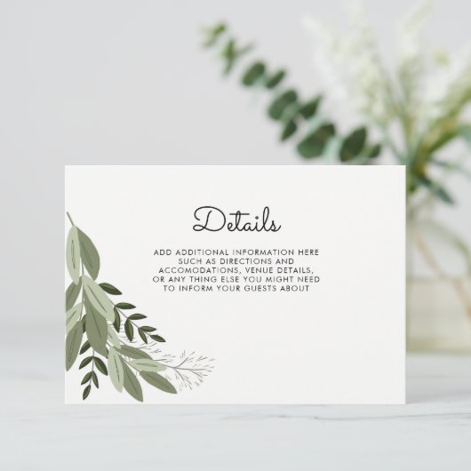 Rustic Wedding Sprigs-kaart Informatiekaartje (Staand voorkant)