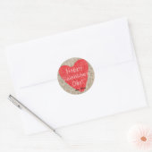 Rustic Wedding Stickers, Valentijn van Red Heart B Ronde Sticker (Envelop)
