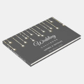 Rustic Wedding String Lights Black White Gastenboek (Hoek)