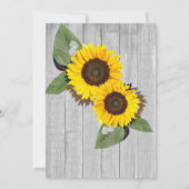Rustic Wedding Sunflower Barn Wood Gray Invitatio Kaart (Achterkant)