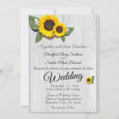 Rustic Wedding Sunflower Barn Wood Gray Kaart (Voorkant)